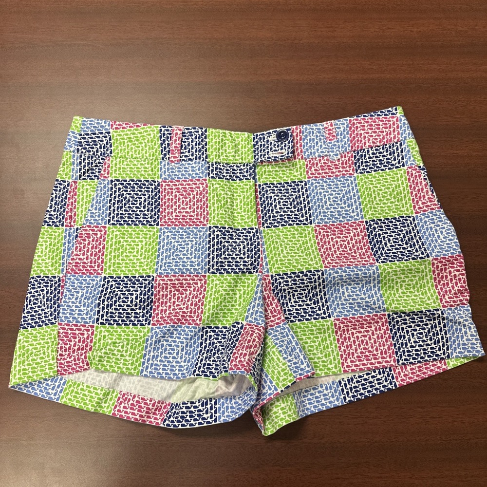 Vineyard Vines Daybreak Patchwork Whale Logo Shorts‎ Womens Size 8 Summer Beach
